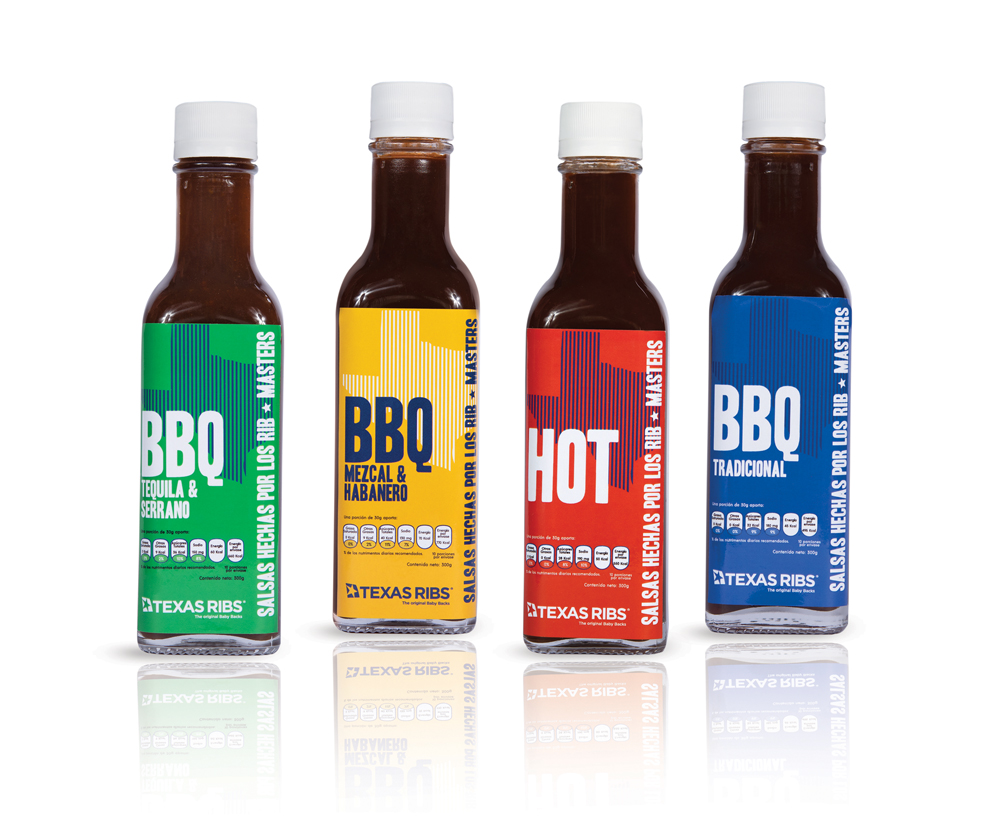 Salsas BBQ Texas Ribs: Tequila & Serrano, Mezcal & Habanero, Hot y Tradicional